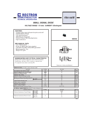 1N4148W Datasheet PDF Rectron Semiconductor