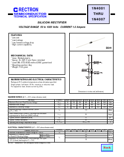 1N4001 Datasheet PDF Rectron Semiconductor