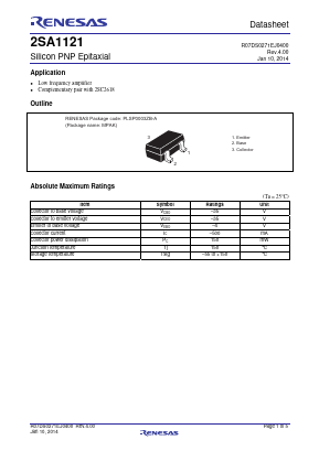 2SA1121SCTL-H Datasheet PDF Renesas Electronics