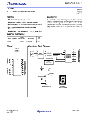CA3161E Datasheet PDF Renesas Electronics
