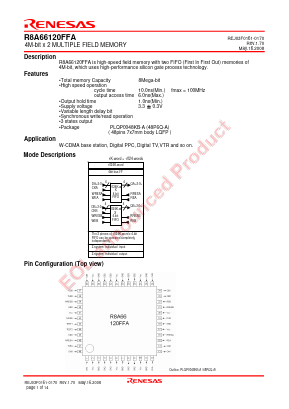 R8A66120FFA Datasheet PDF Renesas Electronics