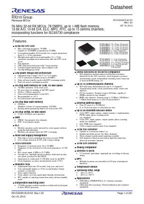 RX210 Datasheet PDF Renesas Electronics