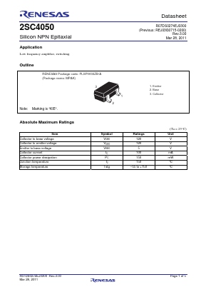 2SC4050KIETR-H Datasheet PDF Renesas Electronics
