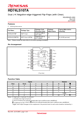 HD74LS107AFPEL Datasheet PDF Renesas Electronics
