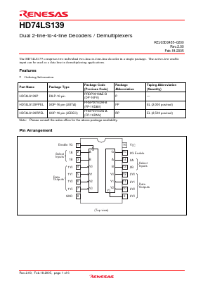 HD74LS139RP Datasheet PDF Renesas Electronics