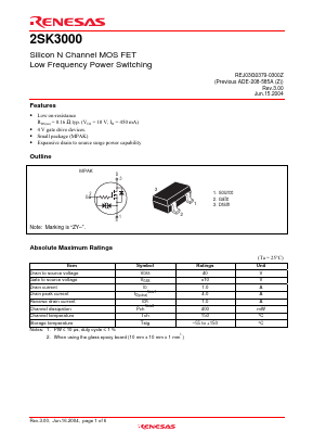 2SK3000 Datasheet PDF Renesas Electronics