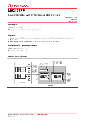 M62437FP Datasheet PDF Renesas Electronics