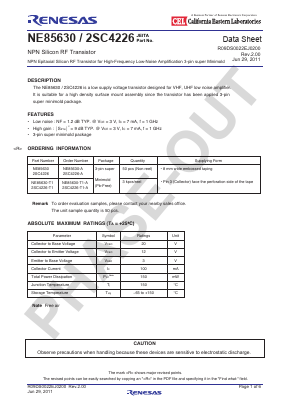 NE85630-T1 Datasheet PDF Renesas Electronics