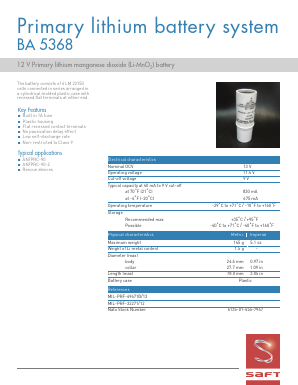 BA5368 Datasheet PDF saftbatteries