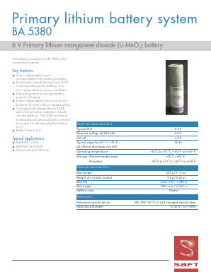 BA5380 Datasheet PDF saftbatteries