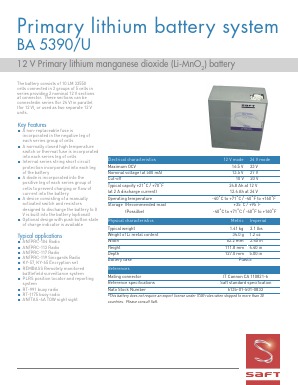 BA5390 Datasheet PDF saftbatteries
