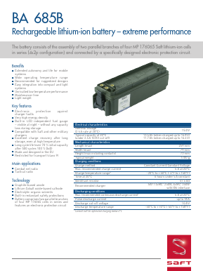 BA685B Datasheet PDF saftbatteries