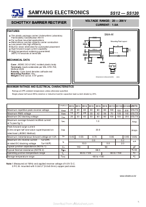 SS12 Datasheet PDF SAMYANG ELECTRONICS CO.,LTD.