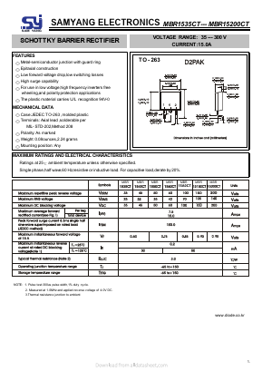 MBR15150CT Datasheet PDF SAMYANG ELECTRONICS CO.,LTD.