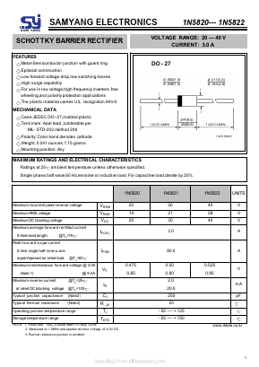 1N5820 Datasheet PDF SAMYANG ELECTRONICS CO.,LTD.
