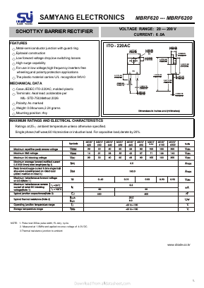 MBRF6150 Datasheet PDF SAMYANG ELECTRONICS CO.,LTD.