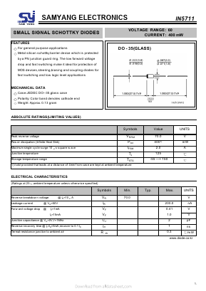 1N5711 Datasheet PDF SAMYANG ELECTRONICS CO.,LTD.