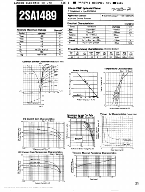 2SA1489 Datasheet PDF Sanken Electric co.,ltd.