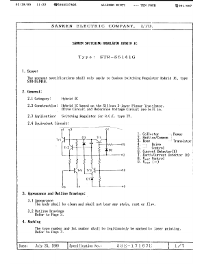 STRS5141G Datasheet PDF Sanken Electric co.,ltd.