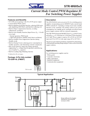STR-W605XS Datasheet PDF Sanken Electric co.,ltd.