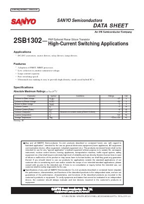 2SB1302 Datasheet PDF SANYO -> Panasonic