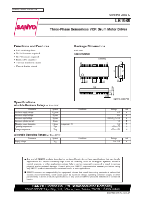 LB1989 Datasheet PDF SANYO -> Panasonic