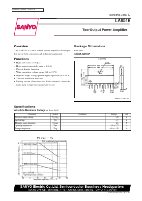 LA6516 Datasheet PDF SANYO -> Panasonic