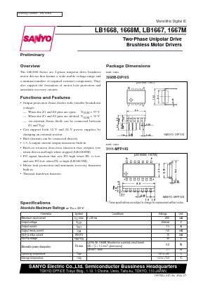 LB1668 Datasheet PDF SANYO -> Panasonic