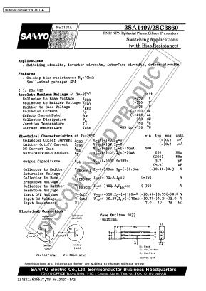 2SA1497 Datasheet PDF SANYO -> Panasonic