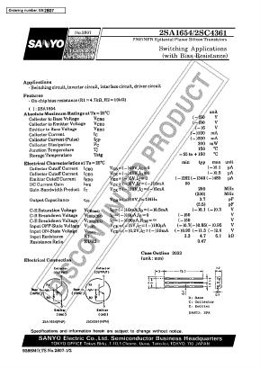 2SC4361 Datasheet PDF SANYO -> Panasonic