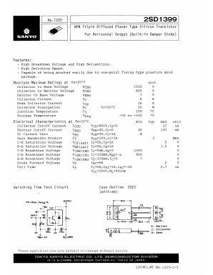 2SD1399 Datasheet PDF SANYO -> Panasonic
