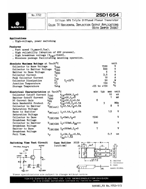 2SD1654 Datasheet PDF SANYO -> Panasonic