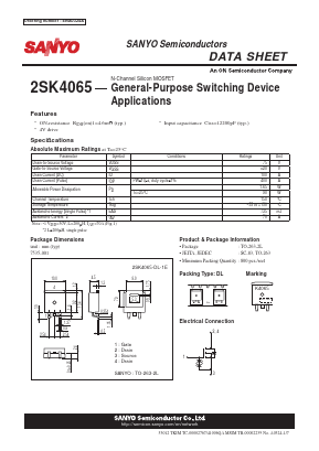 2SK4065 Datasheet PDF SANYO -> Panasonic