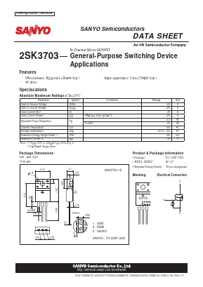 2SK3703-1E Datasheet PDF SANYO -> Panasonic