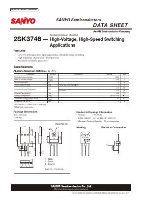 2SK3746 Datasheet PDF SANYO -> Panasonic