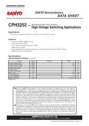 CPH3252 Datasheet PDF SANYO -> Panasonic