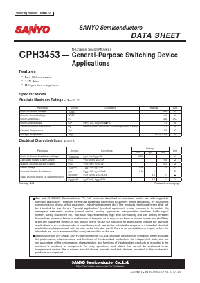 CPH3453 Datasheet PDF SANYO -> Panasonic