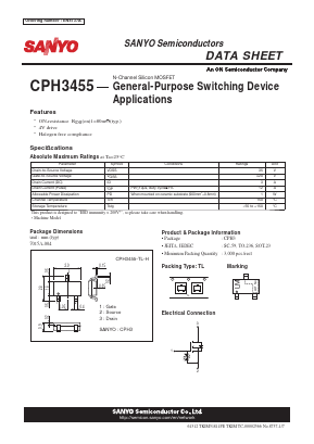 CPH3455-TL-H Datasheet PDF SANYO -> Panasonic