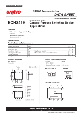 ECH8419-TL-H Datasheet PDF SANYO -> Panasonic