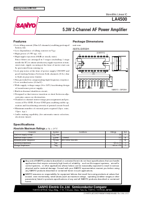 LA4500 Datasheet PDF SANYO -> Panasonic
