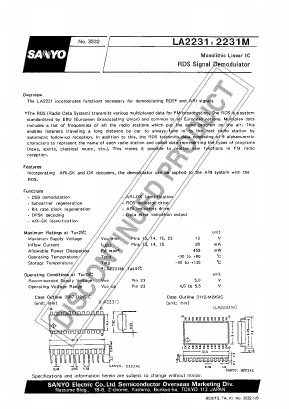 LA2231M Datasheet PDF SANYO -> Panasonic