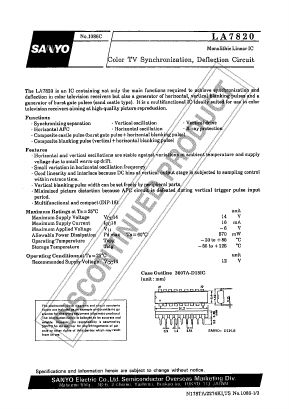 LA7820 Datasheet PDF SANYO -> Panasonic