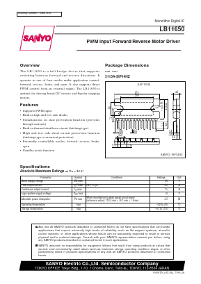 LB11650 Datasheet PDF SANYO -> Panasonic