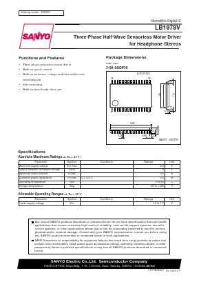LB1978V Datasheet PDF SANYO -> Panasonic