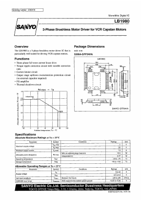 LB1980 Datasheet PDF SANYO -> Panasonic