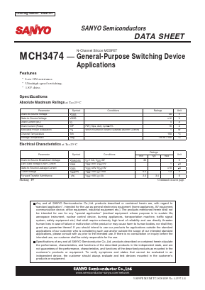 MCH3474 Datasheet PDF SANYO -> Panasonic