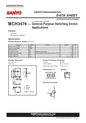 MCH3476 Datasheet PDF SANYO -> Panasonic