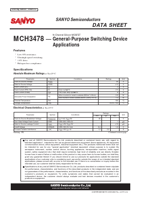 MCH3478 Datasheet PDF SANYO -> Panasonic