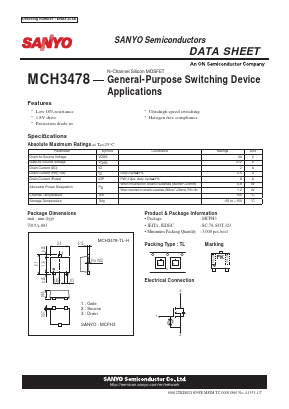 MCH3478-TL-H Datasheet PDF SANYO -> Panasonic
