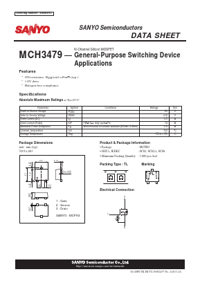 MCH3479 Datasheet PDF SANYO -> Panasonic